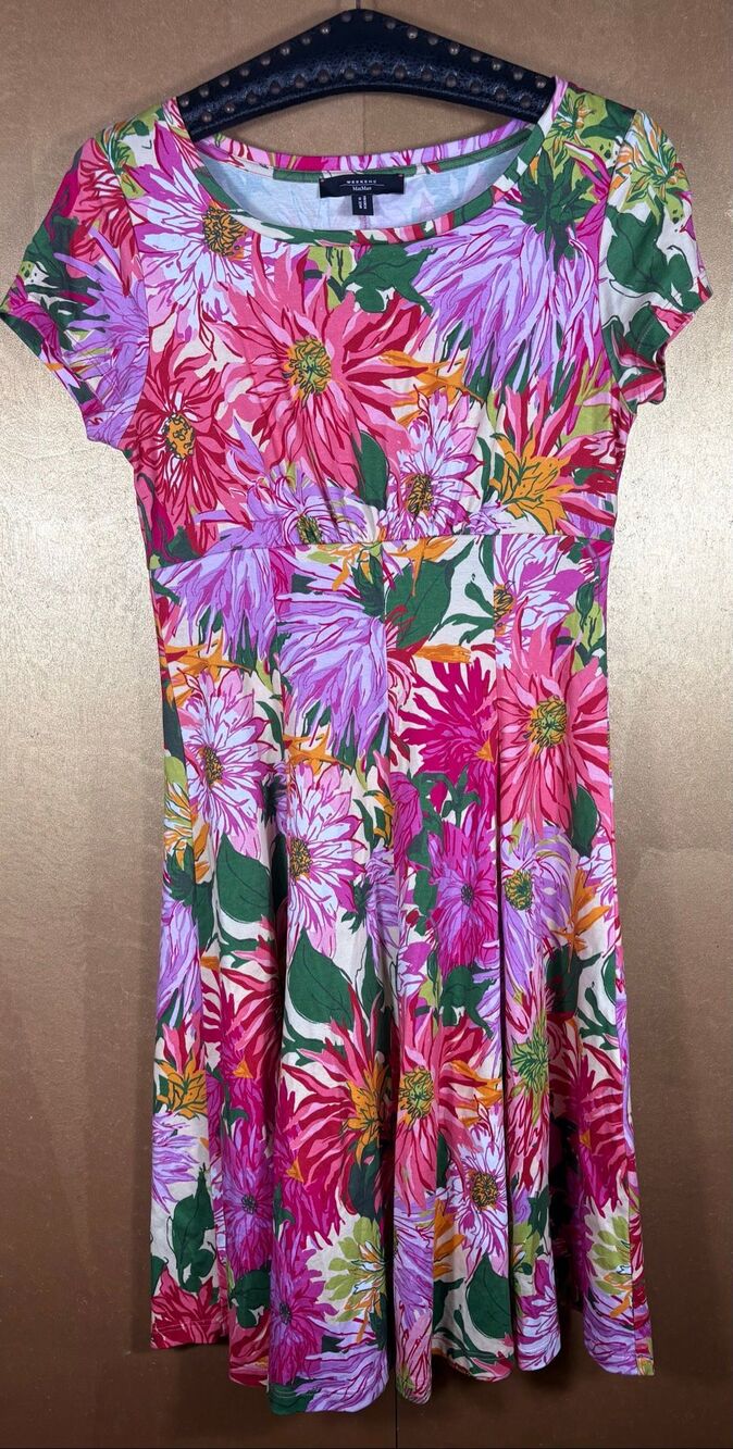 Max Mara floral cap sleeve dress size M